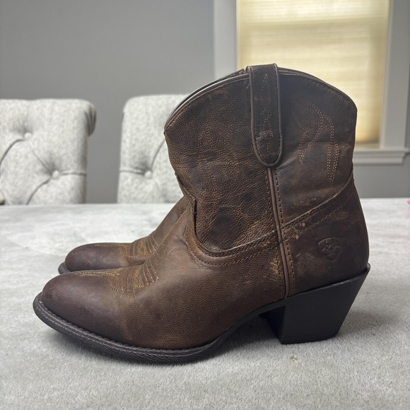 Ariat Boots Womens Size 7B Brown Leather Western Cowgirl Darlin Sassy Short Heel - Picture 1 of 10